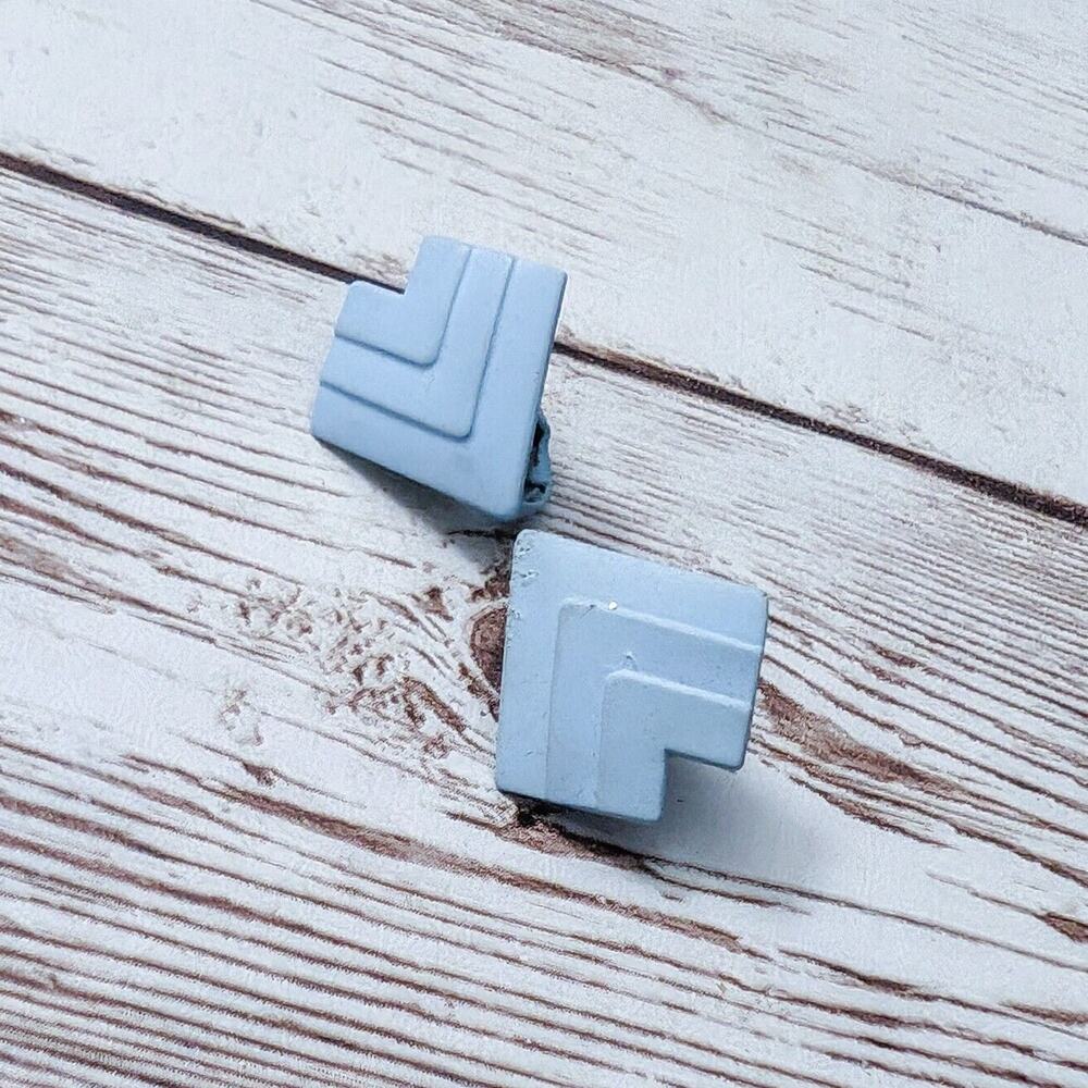 Vintage Clip On Earrings - Dainty Light Blue Just Over 5/8"